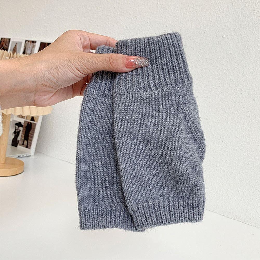 Women Girls Warmth Thick Half-finger Wool Fingerless Mittens Knitted Gloves