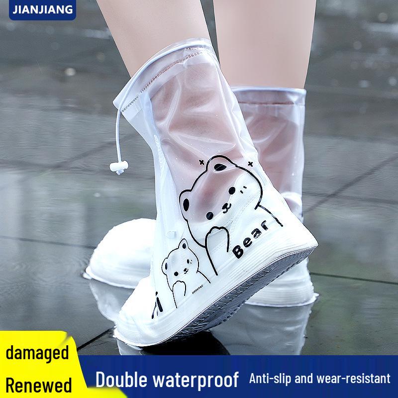 Adult Waterproof Non-Slip High-Top Rain Shoe Covers for Men & Women - Thickened, Wear-Resistant, Fashionable Rain Boots