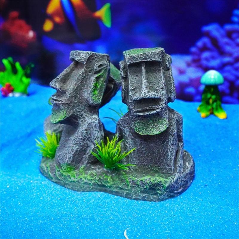 Fishtanks Decorative Accessory Stone Statue for FishTanks and Enhancing Aquariums Environment Landscaping Ornament