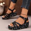 Large Size Foreign Trade One-word Slippers Women's Summer New European and American Casual Thick-bottomed Fish Mouth Slope and Cool Slippers Women