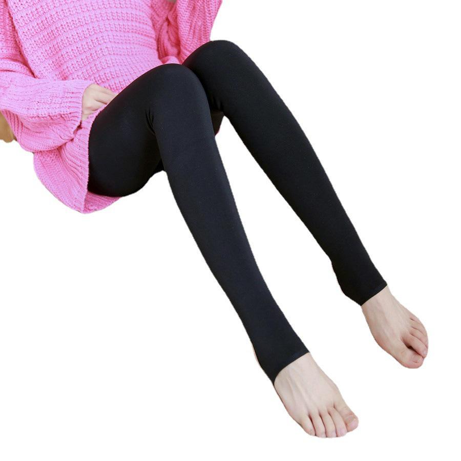 Women's Thickened Fleece-Lined Slimming Leggings - Autumn/Winter Bare Leg Pantyhose, Nylon Imitation, Plus Size, Warm One-Piece Pants