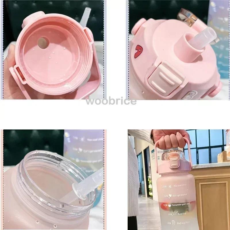 Bouteille d'eau 2 Litres Flasque en plastique Gym Grande capacité Sport Tasse colorée Boire Extérieur Voyage Portable Fitness Cruches Flasque