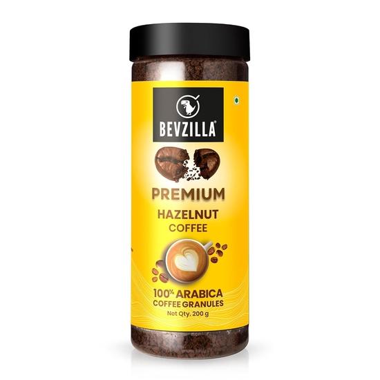 

Bevzilla 200 Gram Hazelnut Flavoured Instant Coffee Powder Jar|Make 100 Cups|Arabica Beans|Best for Espresso, Latte & Cappucino