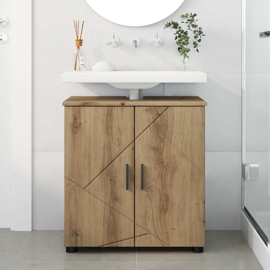 Bathroom Cabinet with Storage Artisan Oak Finish 61 x 35 x 64 cm