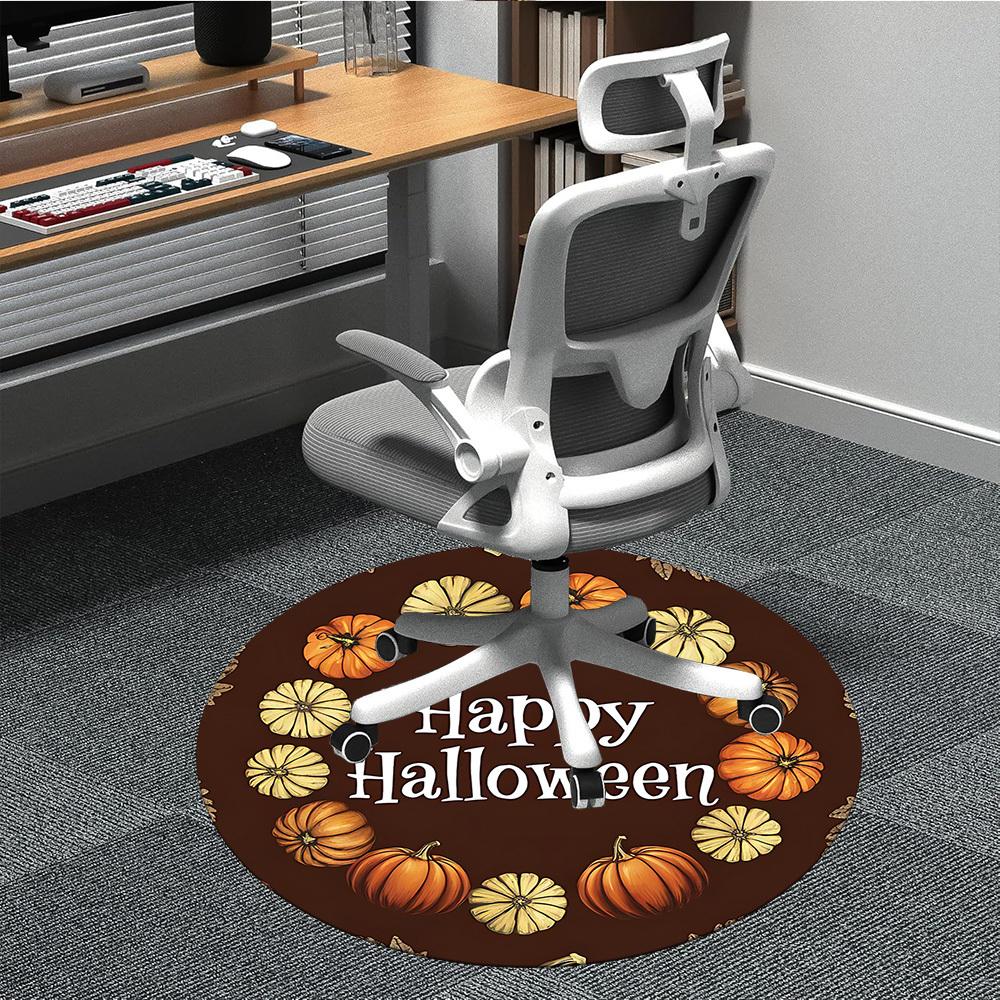 1pc Pumpkin Halloween Office Round Area Rug, Under Office Chairs Bedroom Living Room Home Decor, Room Deco, Available in Various Sizes
