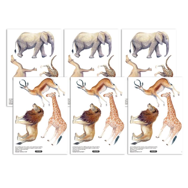 

18Pcs/Set Cartoon Animal Wall Stickers Kids Room Giraffe Lion Elephant PVC Decal (No EN71 Certification) Type A