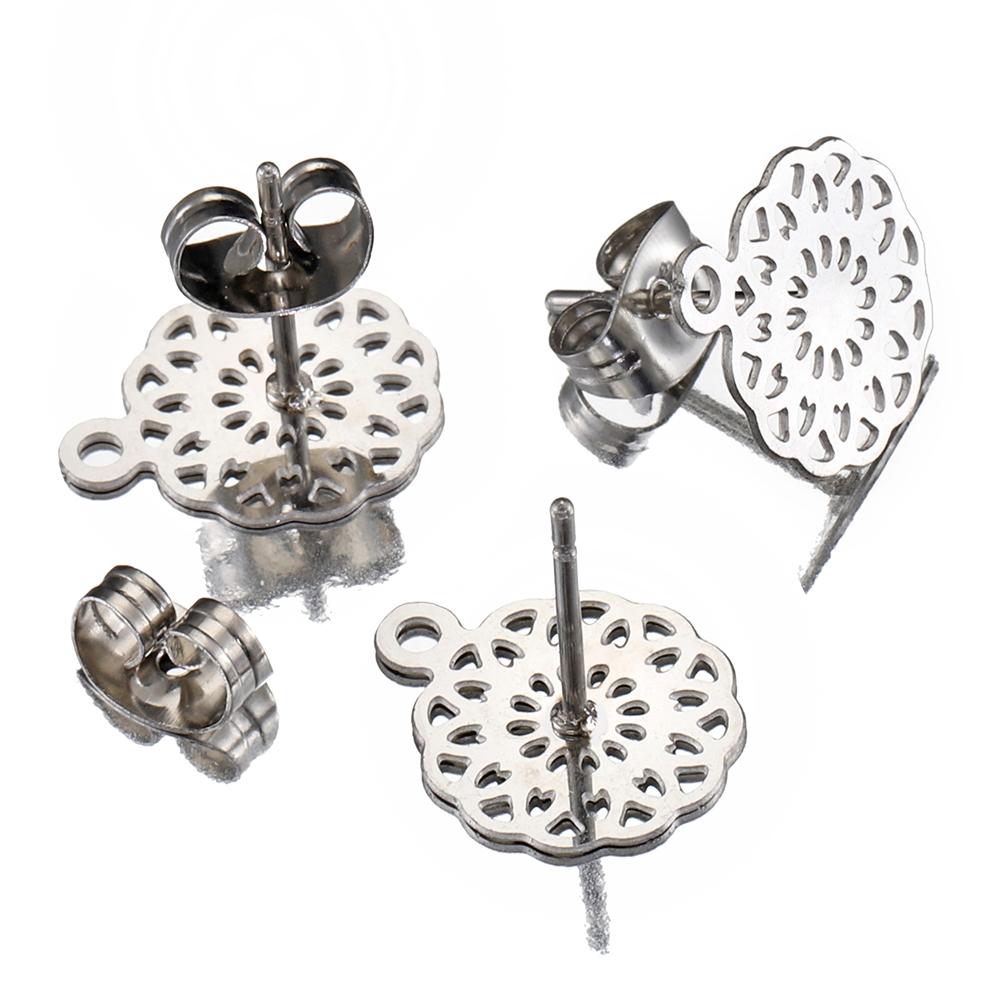 

10pcs Gold Color Stainless Steel Round Flowers Base Earrings Pendant Connector Dangle Ring for DIY Earrings Jewelry Accessories