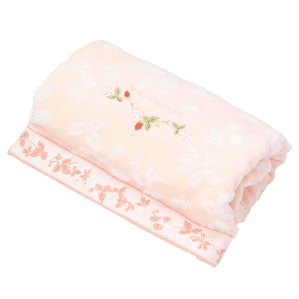 Nishikawa Bath Towel, 100% Cotton, Wedgwood Wild Strawberry, Strawberry Design, Smooth Shirring, Soft Pink, TT11304606P