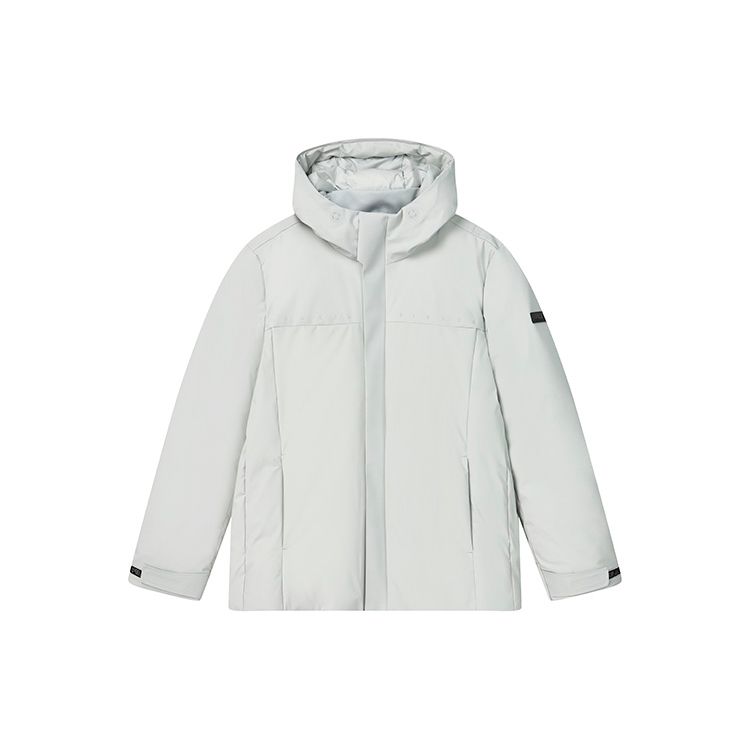 FILA Minimalist Hooded Solid Color Business Casual Warm Long Sleeve Down Jacket Men outerwear Mountain-Rock-Gray F11M247910F-GY