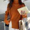 Women Sweater Autumn Plus Size Sweater Half High Collar Knitted Bottoming Shirt Loose Open Button Solid Color Top Pullover Sweater Female