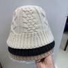 Warm Twist Face Knitted Bucket Hat Women's Autumn and Winter Dome Fashion Temperament Show Face Small Bell Bucket Hat