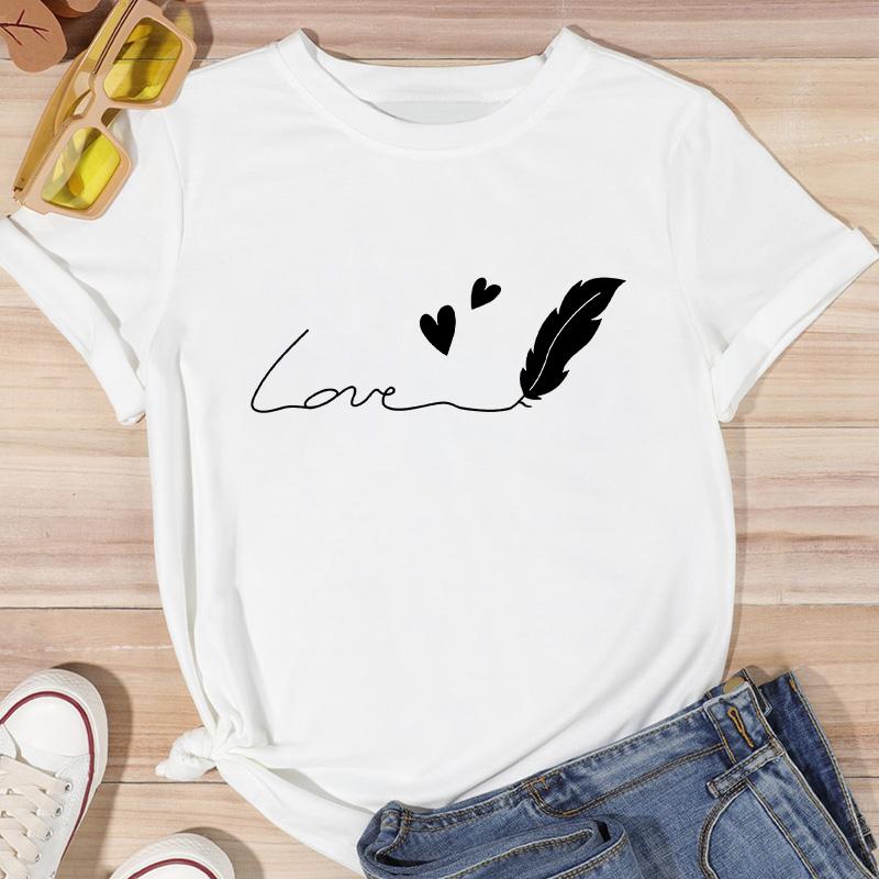 

Kawaii Print T-Shirts For Women Harajuku Summer T Shirt Fashion Tops Female T-Shirt Casual Tee Woman Clothing 2023 New Exquisite L білий