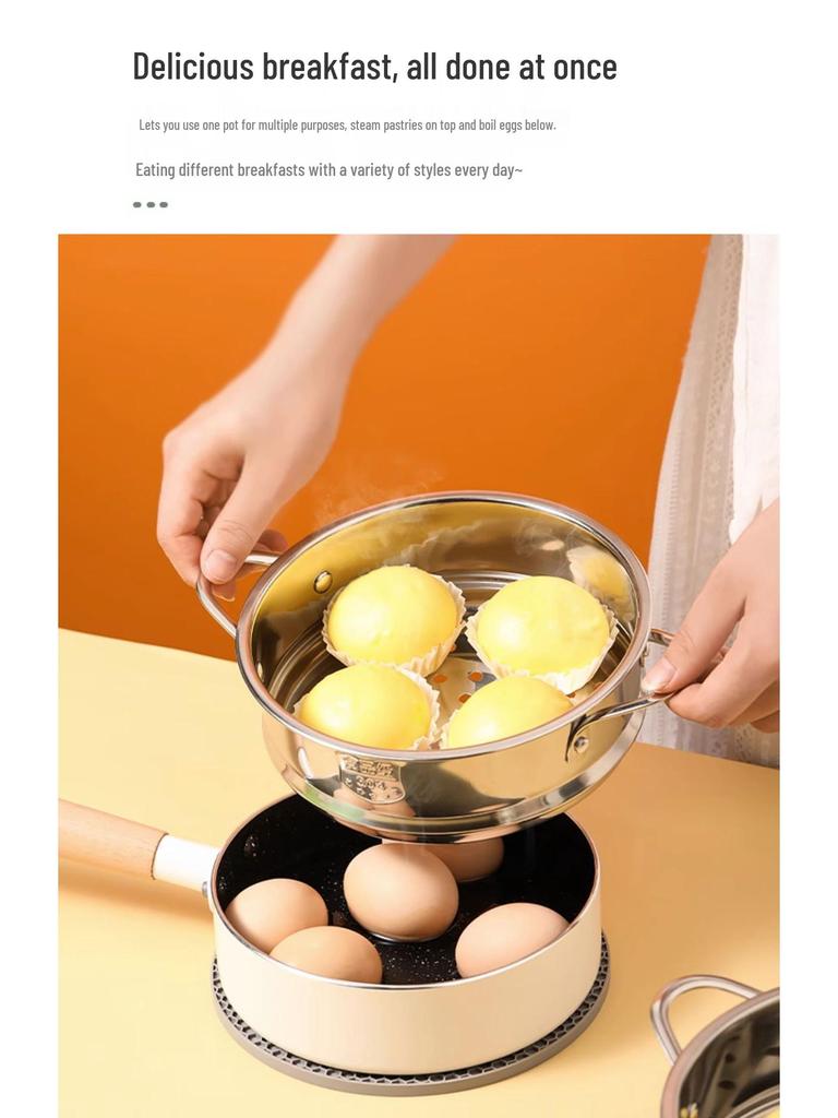 Cestello per Vapore in Acciaio Inossidabile 304 Impilabile Mini - Piccola Dimensione, Perfetto per Dormitori e per Cuocere al Vapore Mantou o Baozi, con Pentolino per Alimenti Complementari