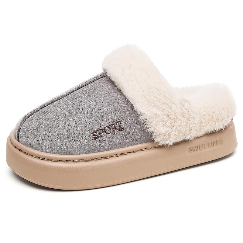 Women's Plush Lining Cotton Shoes-One Foot Stirrup Soft Sole Slippers Home Outdoor Slippers Thickened Warm Lightweight Comfortable Shoes