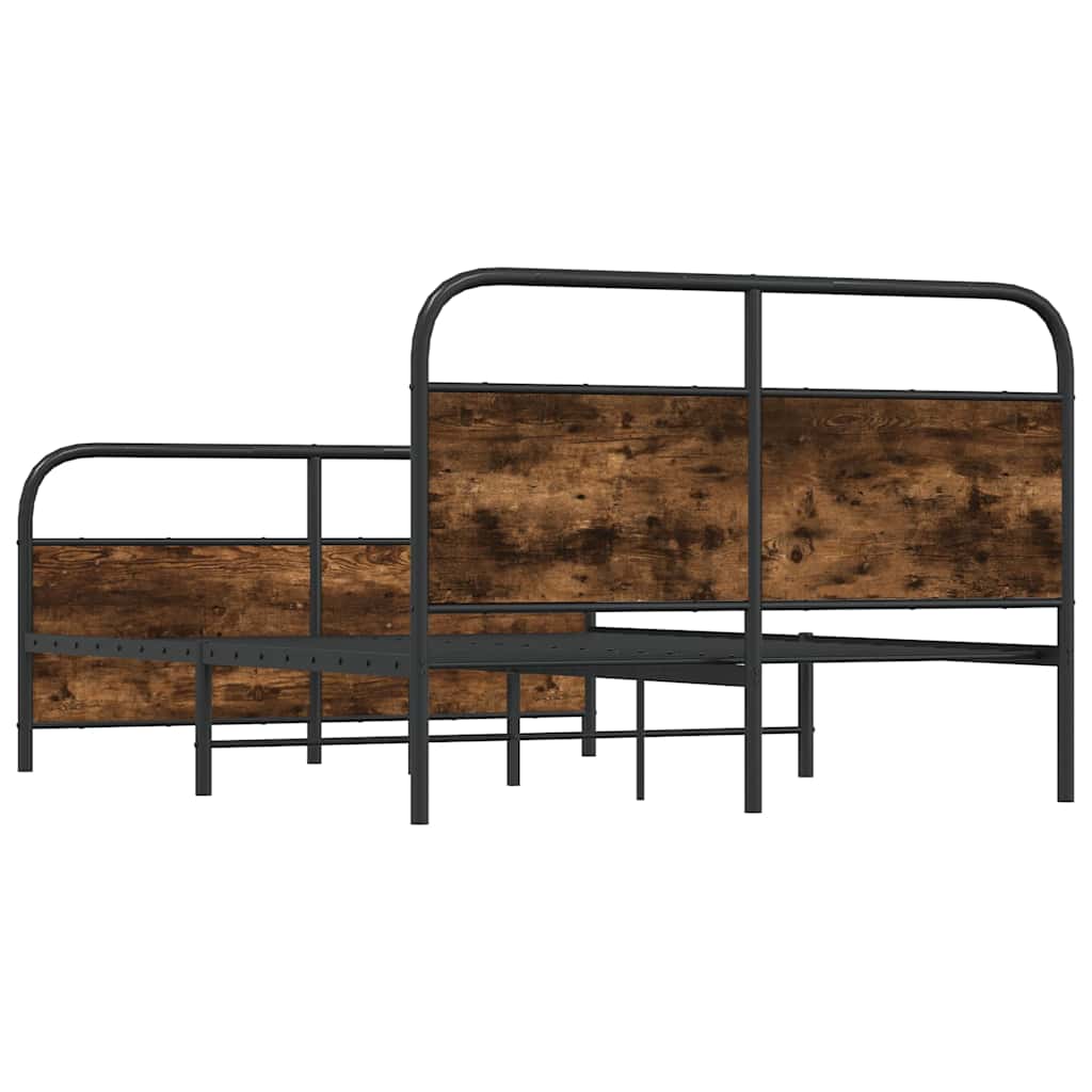 Bed Frame Without Mattress 120 X 200 Cm Smoked Oak Wood Based Material