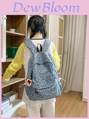 Style Leopard Print Backpack For School Girls With Canvas And Laptop Pocket