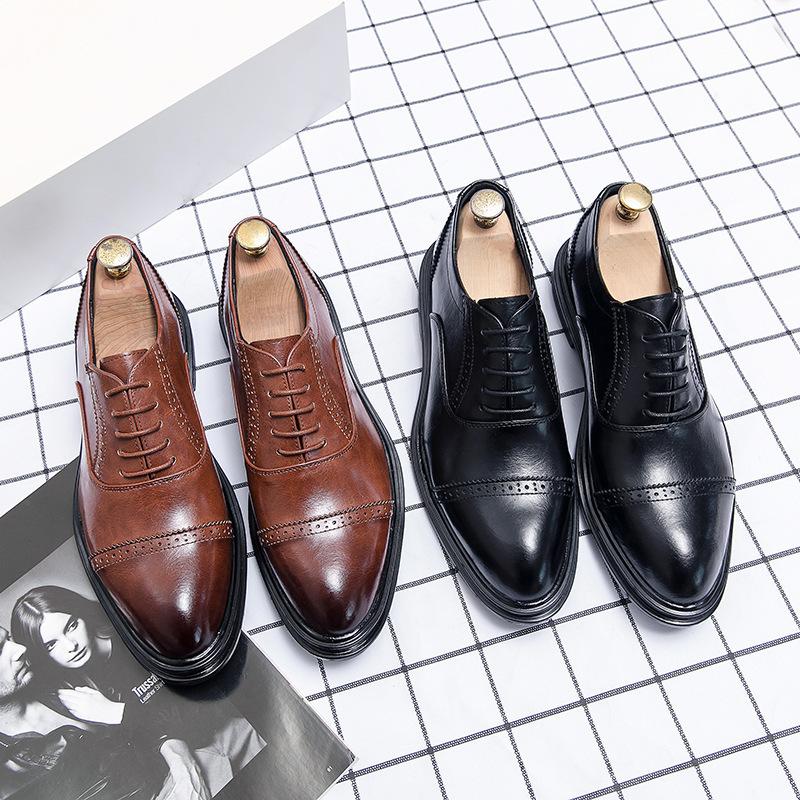 Leather shoes men's formal business men's shoes British style heightening pointed men's suit leather shoes spring and autumn new wedding shoes