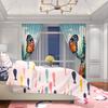 2PCS- Cartoon Butterfly - Printed curtain, 100% polyester material, suitable for bedroom curtains and living room decoration.