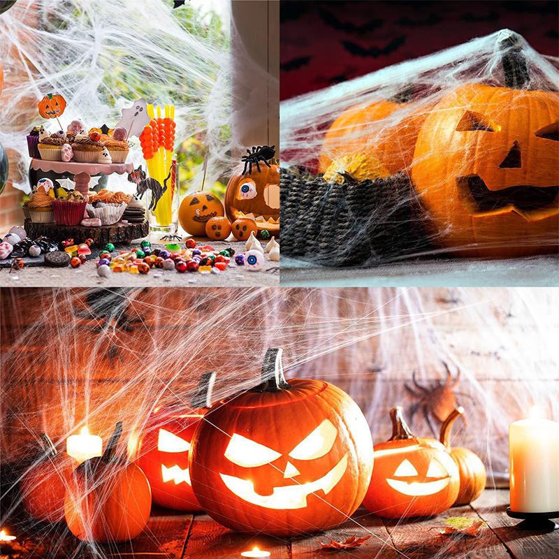 Halloween Decorations Triangle Spider Web 5/7m Large Plush Simulation Spider Web Haunted Home Outdoor Yard Decoration Props