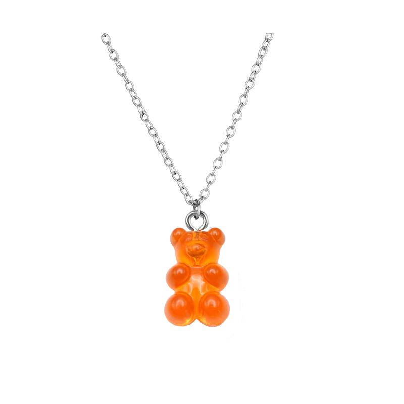 Handmade 11 Colors Candy Cartoon Bear Chokers Chain Necklaces Cute Jelly Pendant For Women&Girl Daily Jewelry Party Gifts