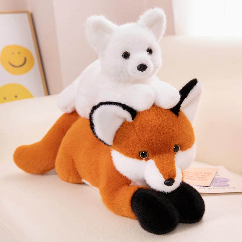 Peluche renard de dessin animé non toxique de 45 à 90 cm, à longue queue, blanche et rousse, douce et câline, cadeau d'anniversaire ou de Noël.