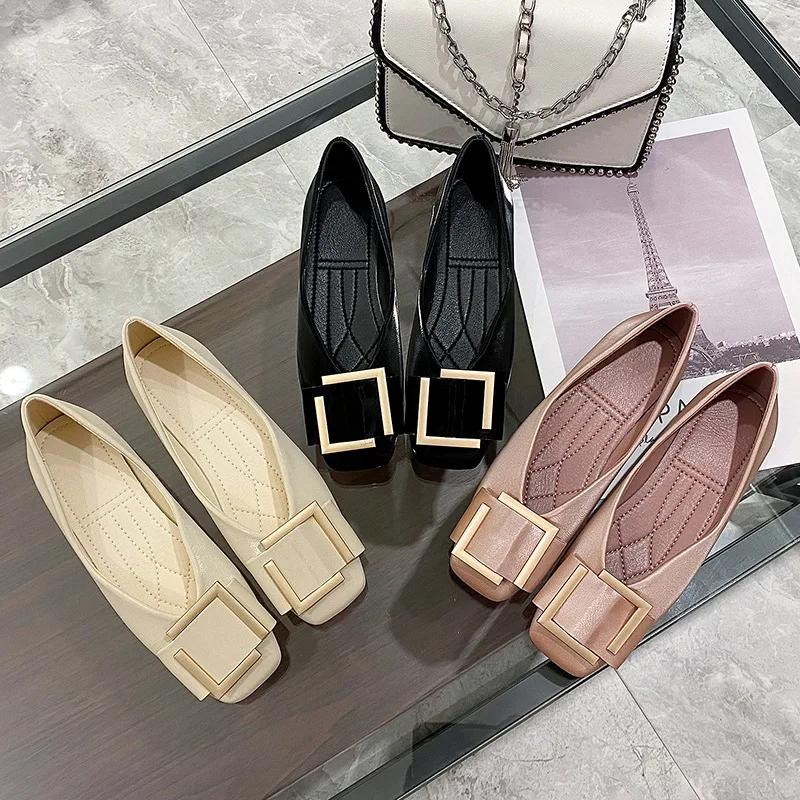 Fashion Modern Lady Single Shoes Soft Women Flats Spring Summer Flat Footwear Plus Size 42 Black Pink