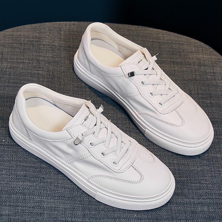 

2025 Women s White Leather Slip-On Canvas Shoes - Versatile, Low-Cut, Soft Sole 34