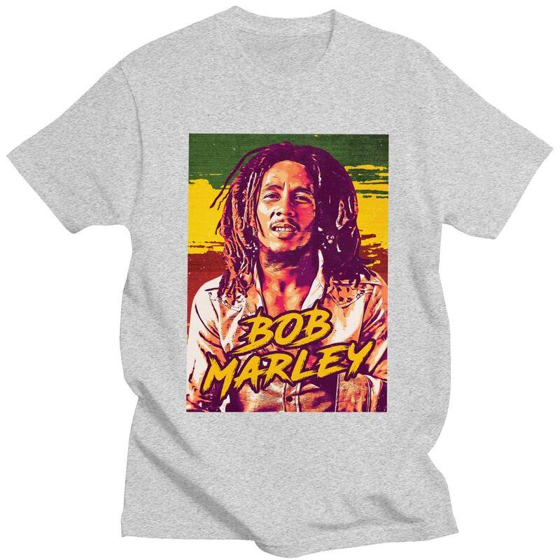 Custom Trendy Jamaica Reggae Rock Bob Marley T Shirt Unisex Short Sleeves 100% Cotton T-shirt Leisure Tee Tops Streetwear Tshirt
