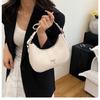 French Style Faux Leather Shoulder Bag for Women with Bow Knot Decoration Tote Handbag