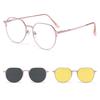 1/3 In 1 Magnetic Clip On Sunglasses Men Metal Frame Optical Prescription Eyeglass Magnet Clips