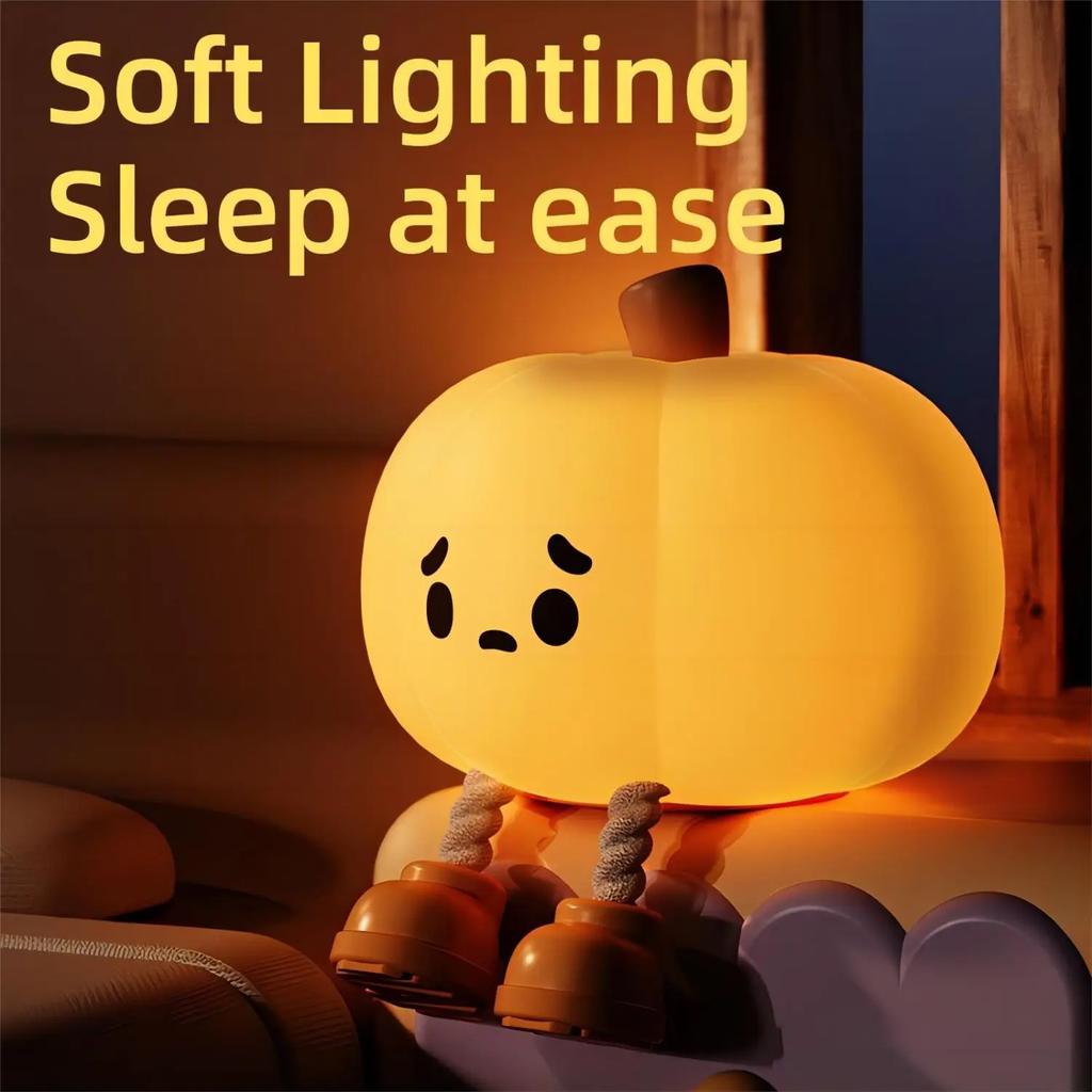Halloween Pumpkin Cute Soft Lamp Bedside Decoration Mother and Baby Night Lamp Suitable for Halloween Gift Desktop Decoration
