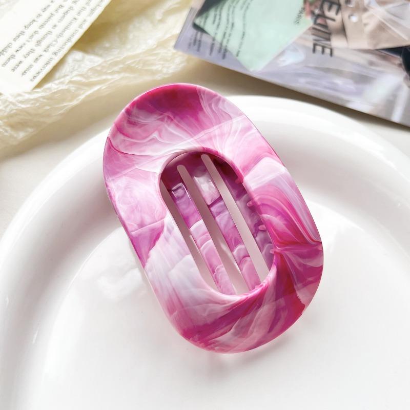 Arc-shaped Oval Grab Clip Marble Gradient Color Ponytail Bun Shark Clip High-end Hair Accessory Hair Clip