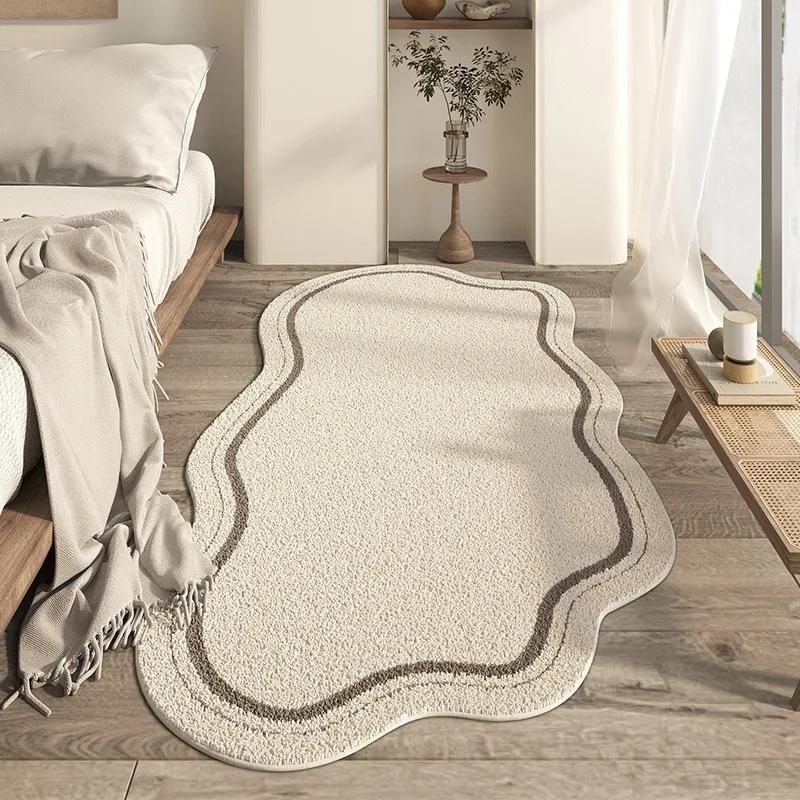 Cream Style Irregular Carpet Minimalist Bedroom Rugs Living Room Lounge Non-Slip Home Decorative Comfortable Soft Floor Mats