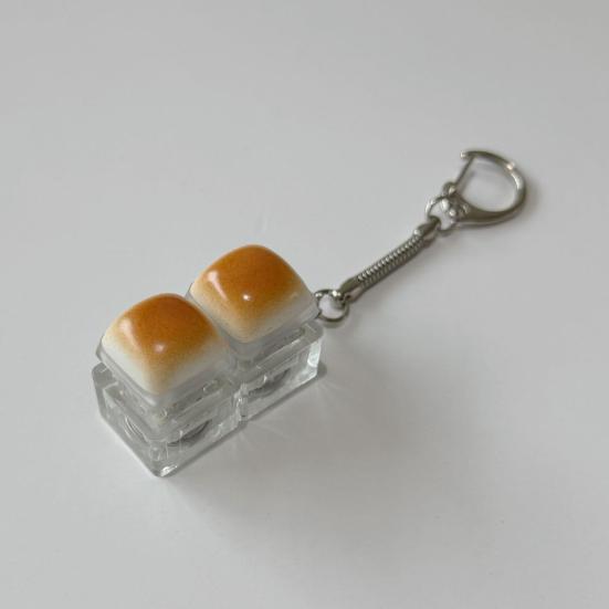 Caramel Bread Fidget Keyboard Toy Stress Relief 1/2/3/4/5/6/9-Keys Keyboard Finger Clicker Keychain Office School Decompression Button Sensory Toy