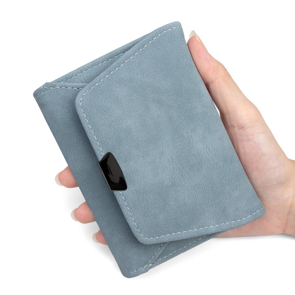 Новый женский ретро матовый кожаный складной кошелек: Короткий, простой кошелек для монет и визитница клатч синий