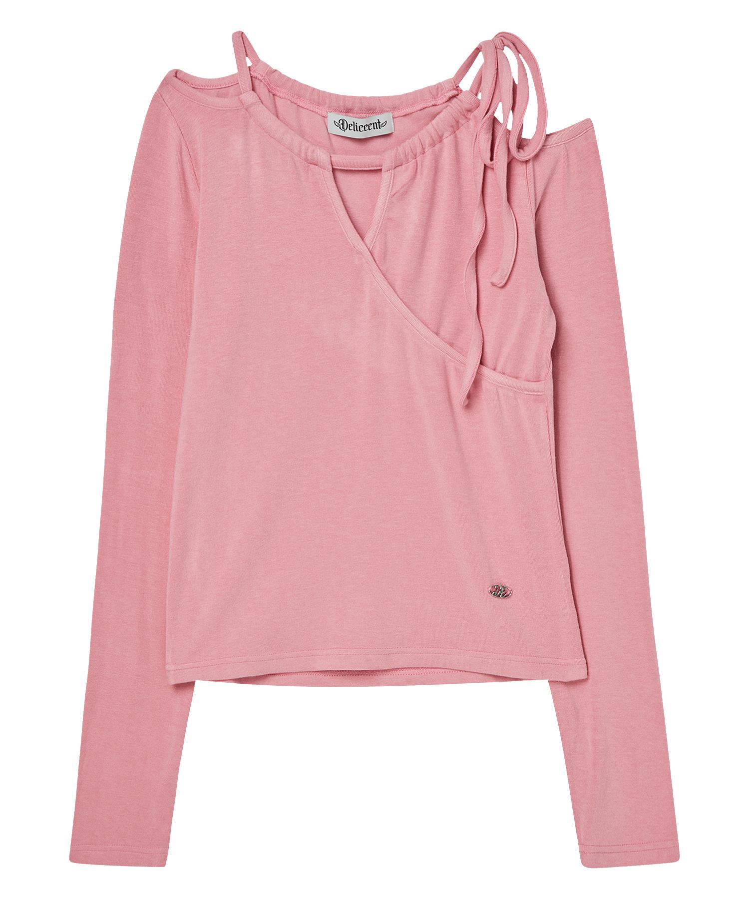 Deliscent Cut-Out Slim Tee [Pink] Pink/Free