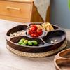 With 5 Dining Grids Food Serving Tray Solid Wood Dried Fruit Plate Perfect Snack Plate  Party