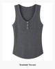 Early Autumn 100% Wool U-Neck Knit Vest: Three-Button, Waist-Cinched, Slim Fit Sleeveless.