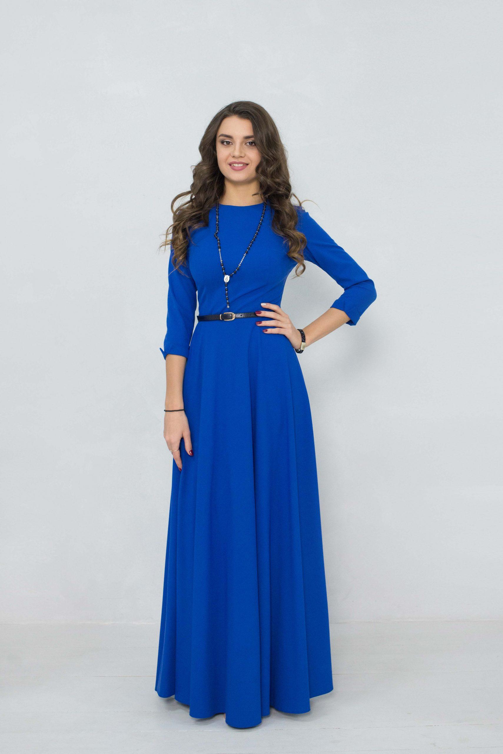 

Довга вечірня сукня 38 блакитний люпин