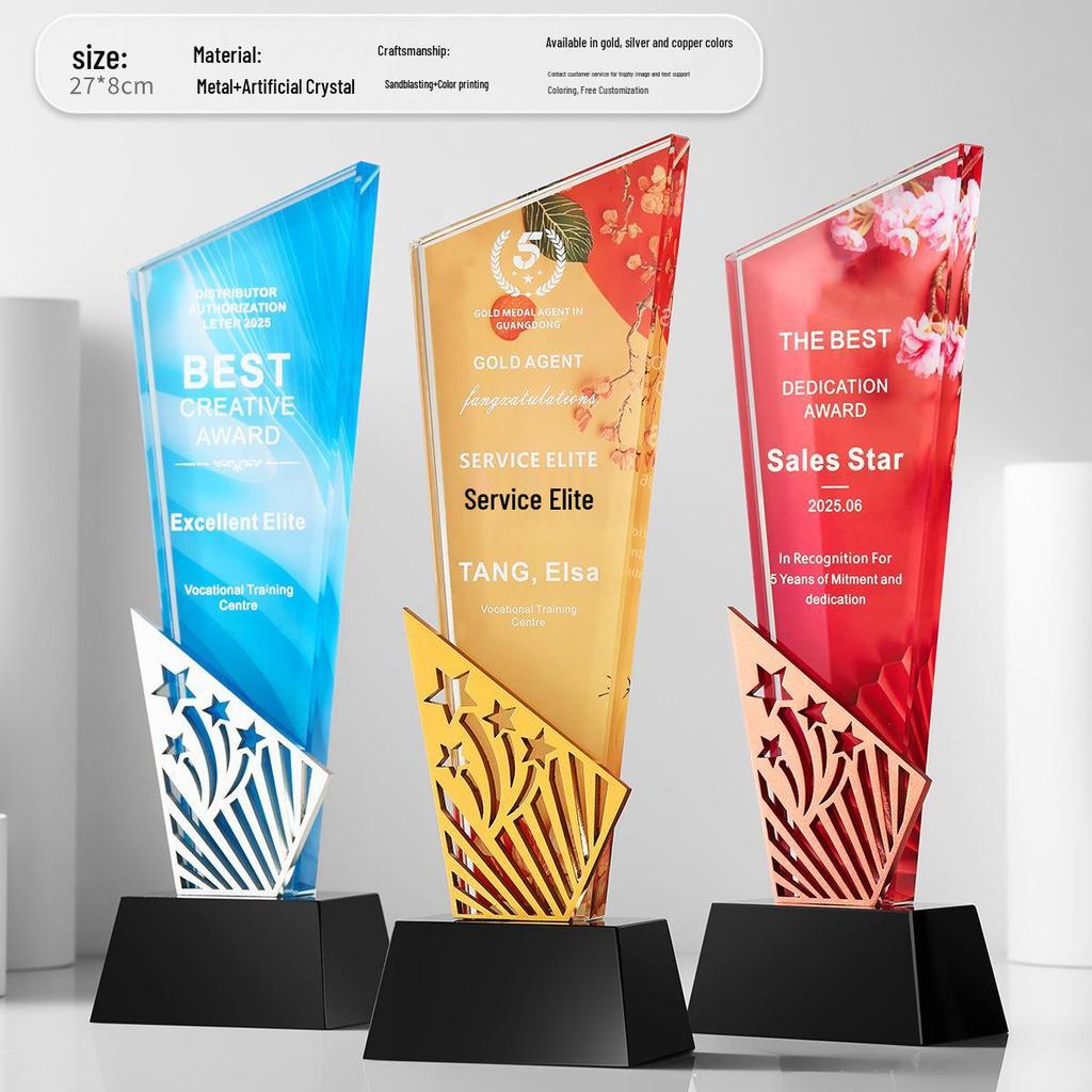 Dazzling Custom Crystal Trophy for Exceptional Employee Achievement and Event Commemorations - Professional Design and Engraving