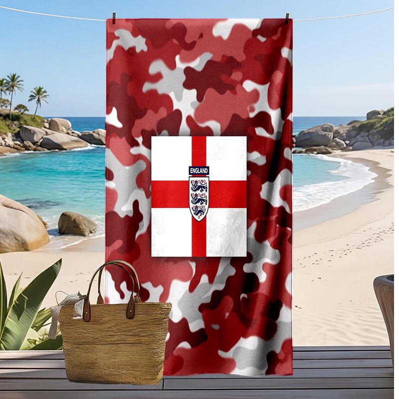 England Fußball Print Strandtuch Schnelltrocknend Super Saugfähig Weiches Badetuch für Schwimmen Strand Reisen Fan Souvenir Geschenk