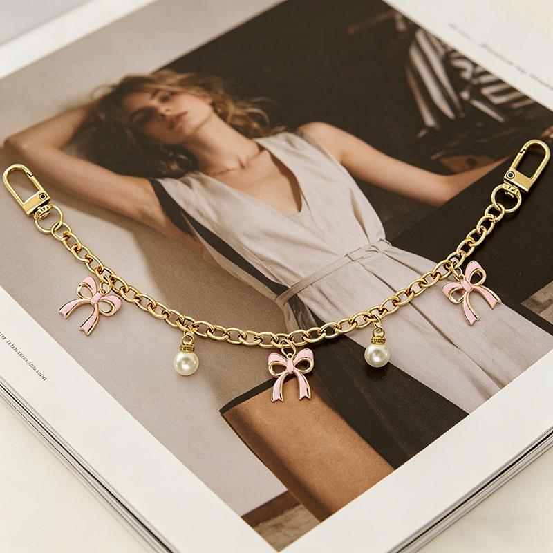 Yogodlns Chain Bag Handle Chain Bag Decoration Personality Bow Pendant Cute Bow Alloy Bag Chain