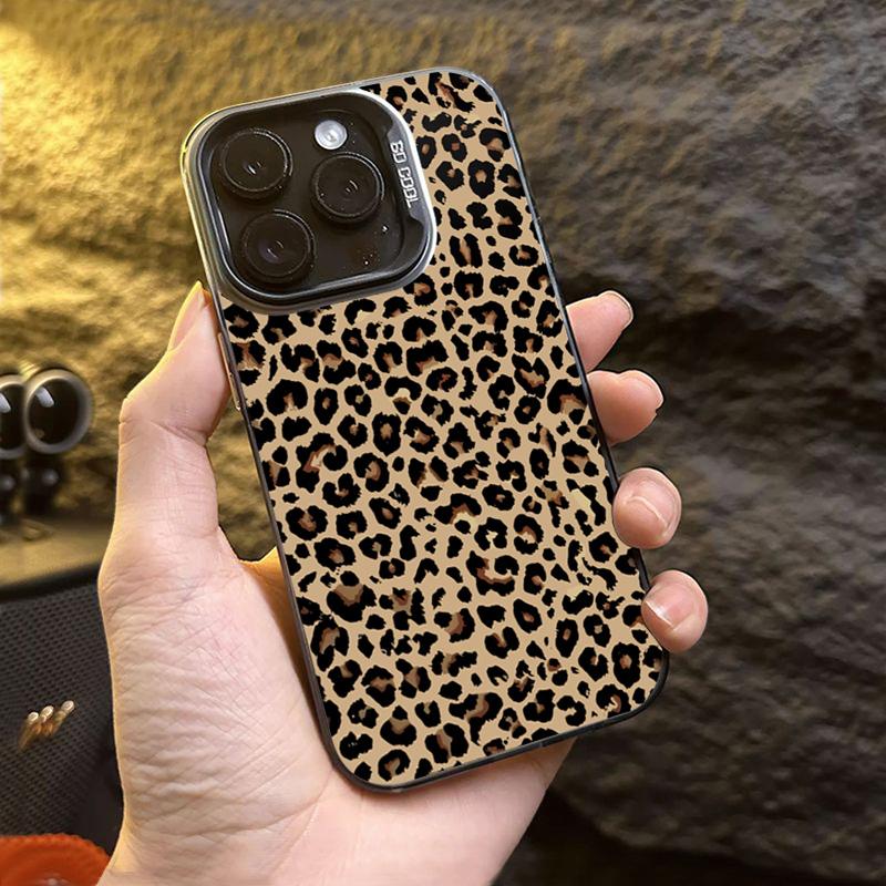 Black Brown Leopard Print IMD Phone Case For iPhone 16 15 Pro Max 14 Plus 13 12 11 16E X XR XS Max 7 8 Plus SE2 Shockproof Cover