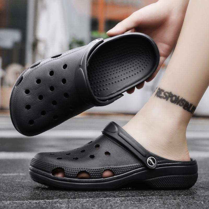 

Summer hole shoes men s and women s beach sandals flat garden shoes 40 чорний