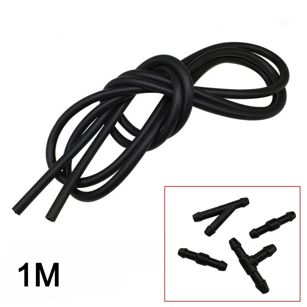 Kits Hose Washer Jet Windshield 100cm Black Car For Nozzle Pump Hose Connectors Rubber&Plastic T-Type Tube Pipe