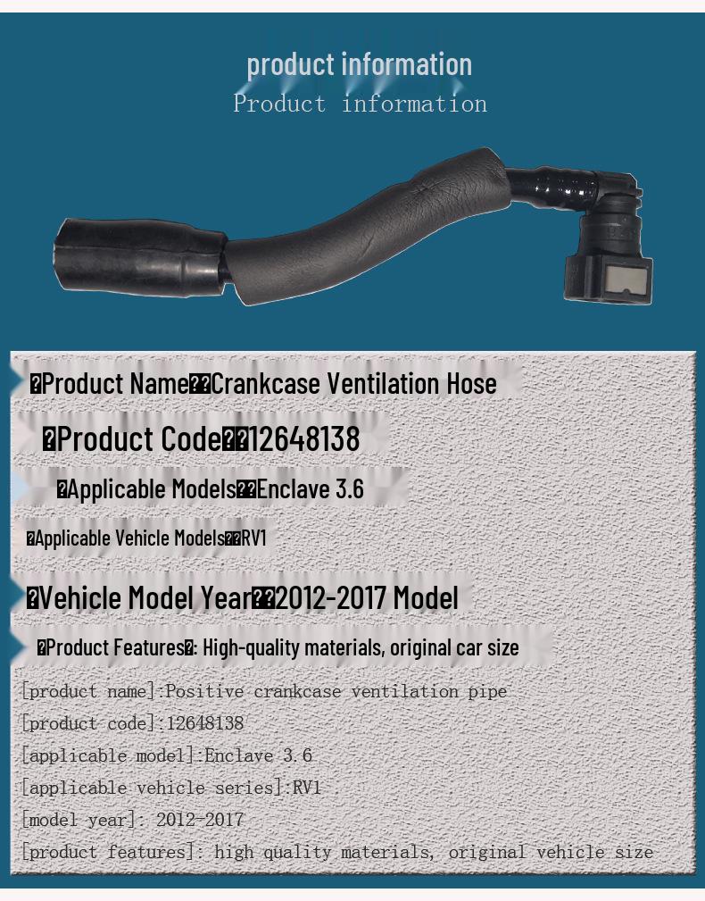 Premium Vent Hose for 12-17 Buick Enclave: Exhaust to Valve Cover Crankcase