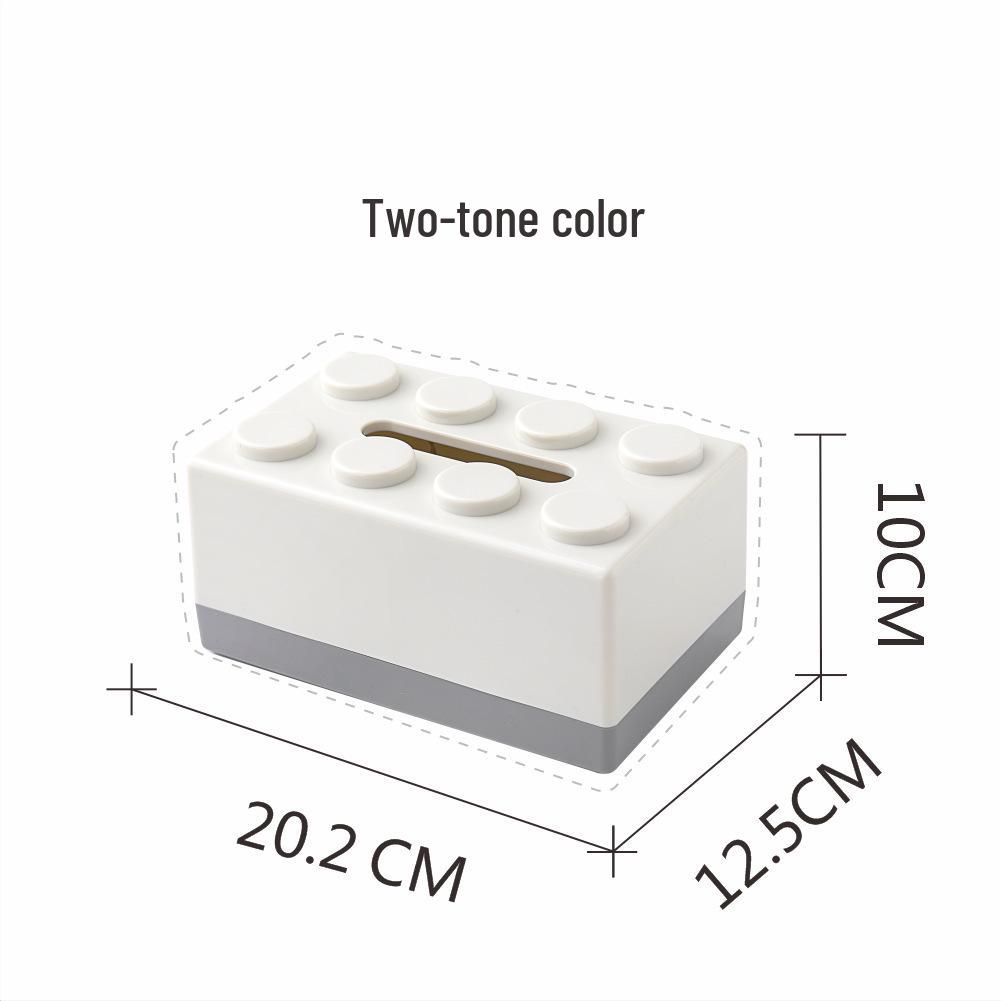 Two-Tone ABS Building Blocks Tissue Box - Creative Pull-out Design for Bathroom & Living Room