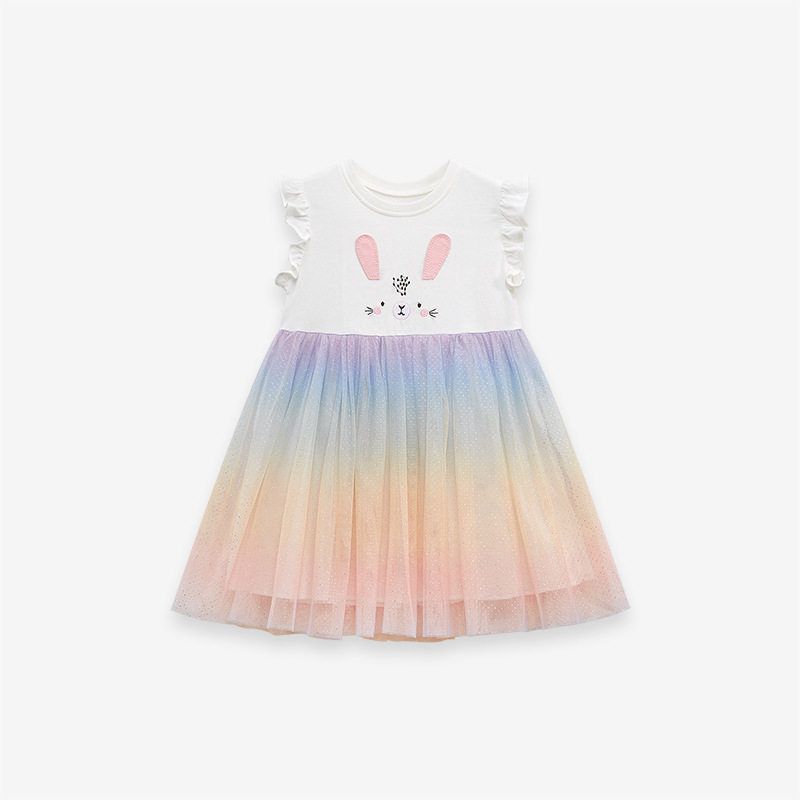 Little Maven European and American Style Girls  Mesh Dress 2024 Summer New Kidsren s Pure Cotton Fairy Dress S 1895 2Y (90cm)