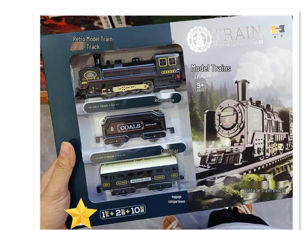 Classic Retro Train Track Set: Simulation Model Toy for Boys (Ages 3-8)