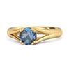 London Blue Topaz Elegant Bypass Solitaire Ring - 925 Sterling Silver Gold Vermeil